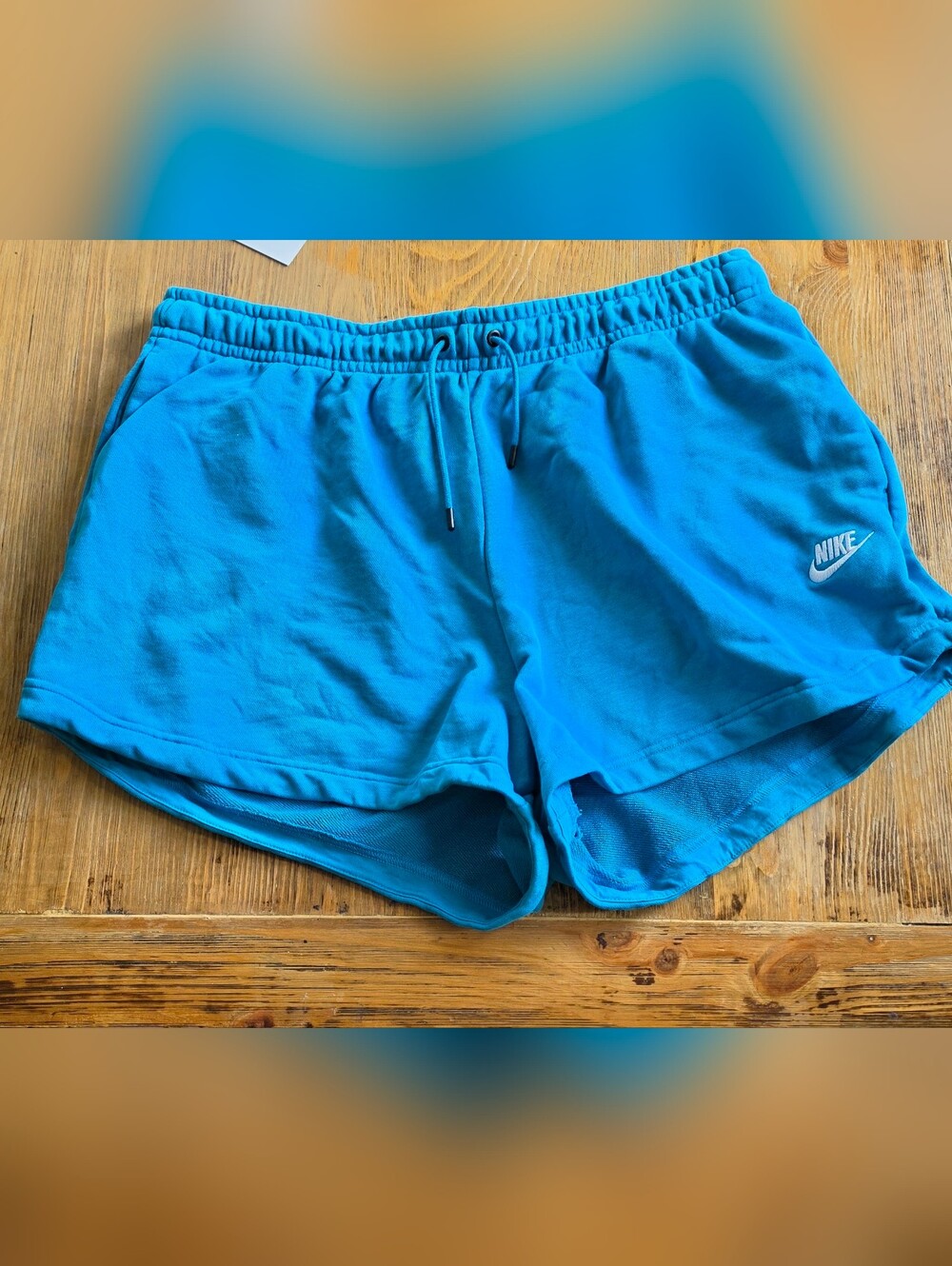 Nike Sportswear Fleece Shorts Blue Drawstring Logo Size 1X